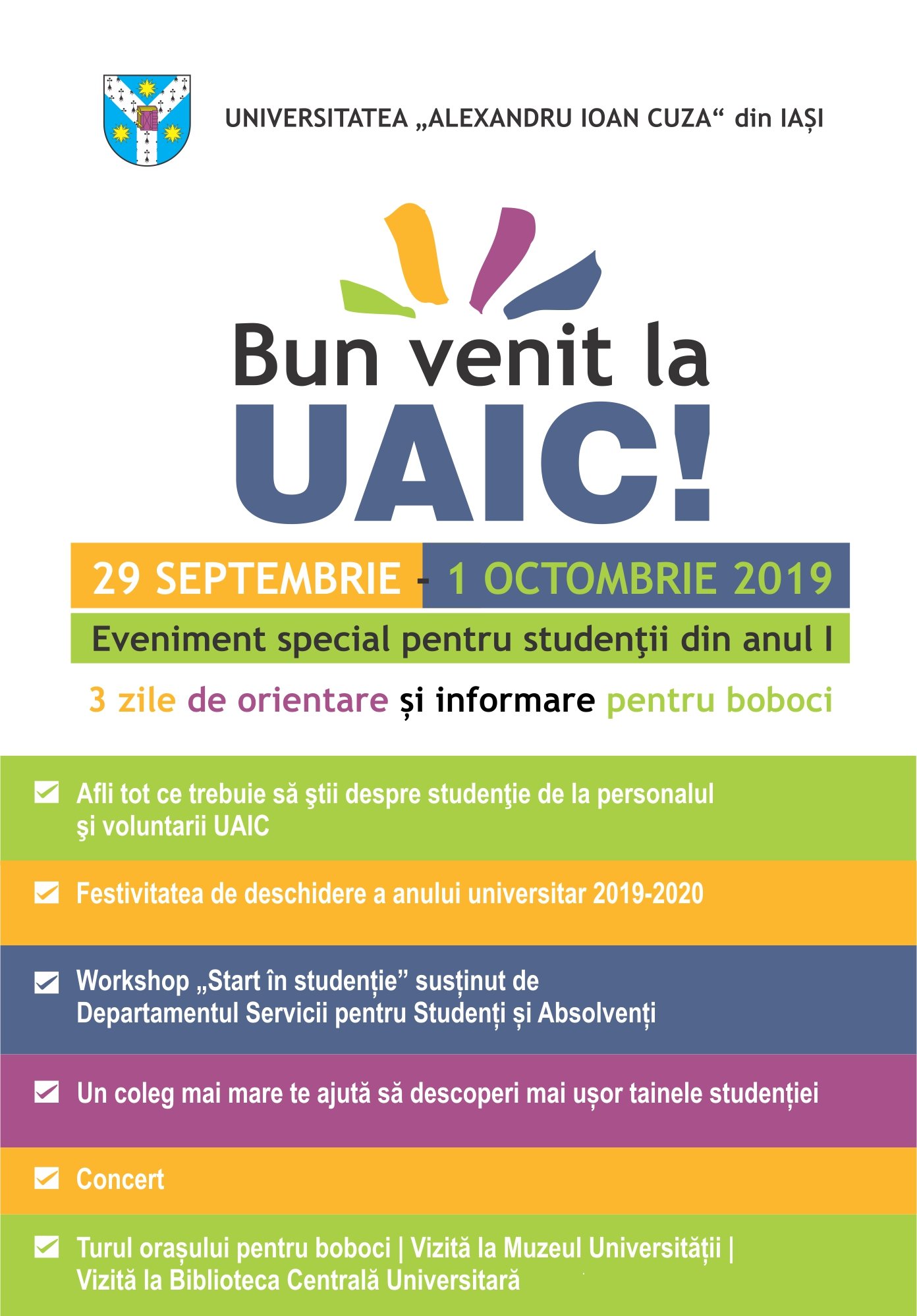 Afis bun venit uaic 2019 marime A3 fara sponsori